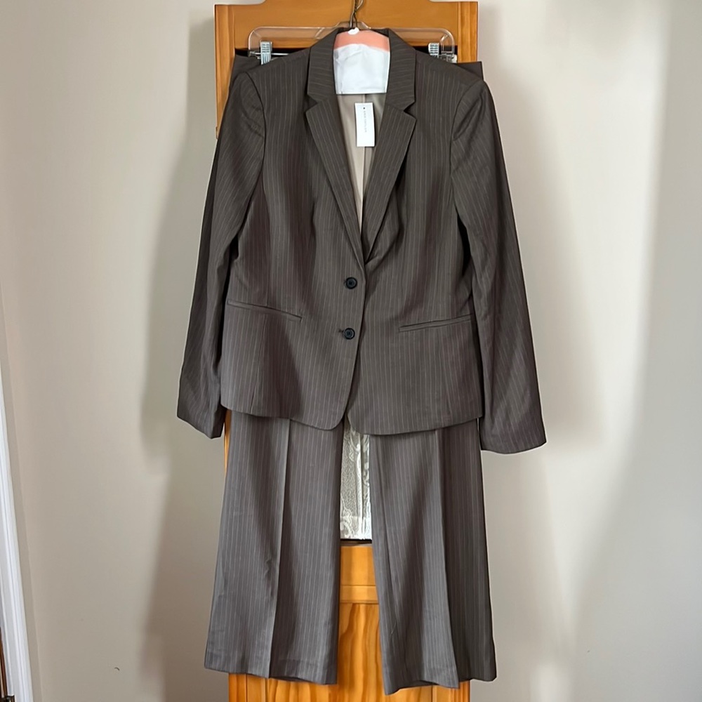 Ann Taylor Grey Striped Pantsuit, Size 12